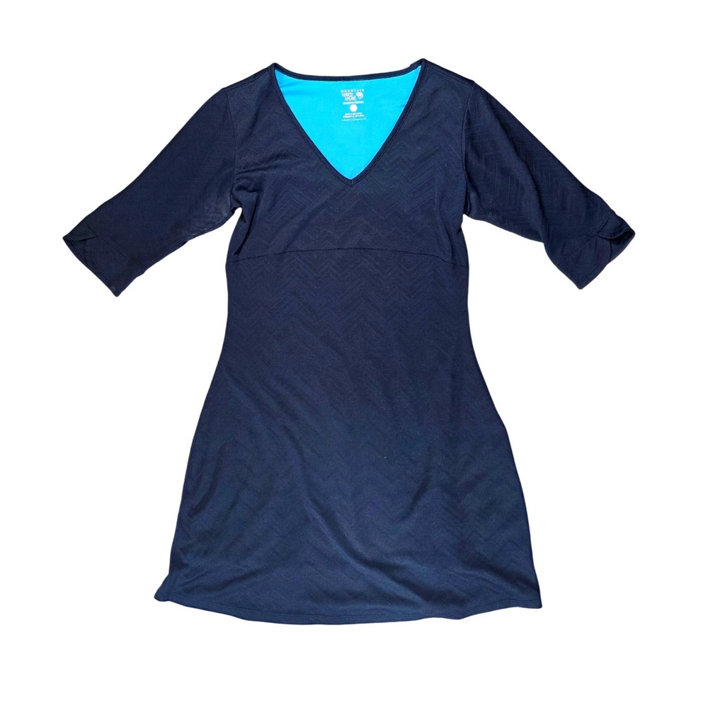Mountain Hardwear Womens Navy Blue Chevron V-Neck 3/4 Sleeve Mini Dress OL4950 M